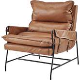 Thierry Accent Arm Chair in Vintage Cider Leatherette & Black Metal